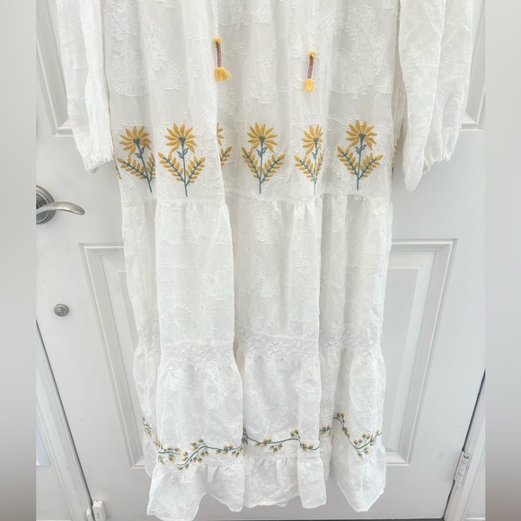 Zara White Embroidered Maxi Dress S - Picture 8 of 12